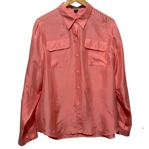 Lauren Ralph Lauren Womens Silk Blouse 14 Coral Quiet Luxury Capsule Parisian